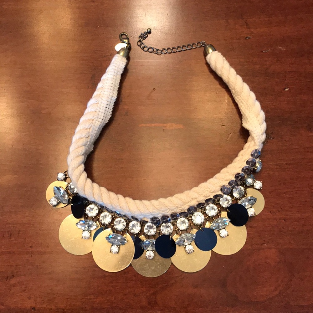 Anthropologie Rope Blue & Navy statement necklace